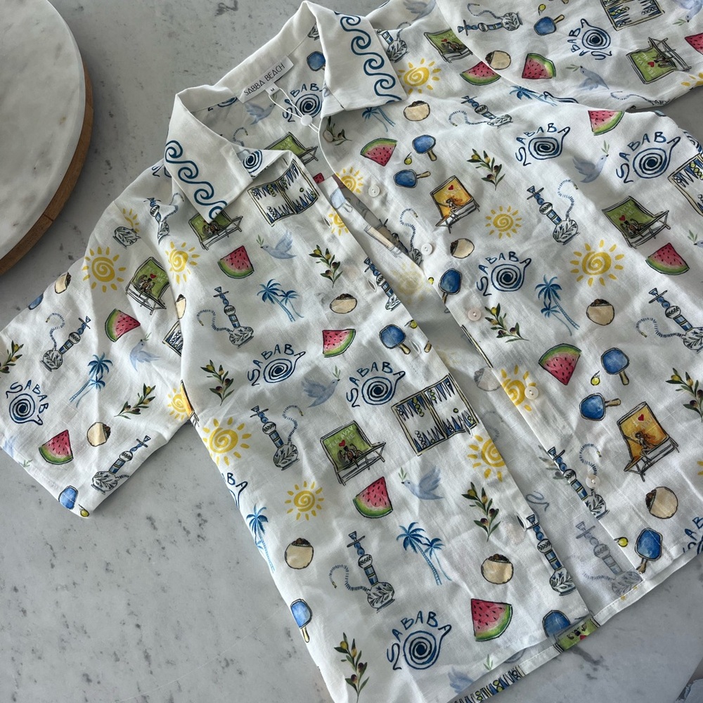 Sabba Beach short sleeve button down NWT